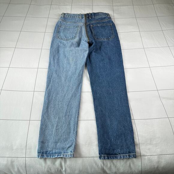 REVICE Jeans Womens 27 Blue Ying Yang Zipper Two Tone Crop Denim High Rise USA - Picture 2 of 12